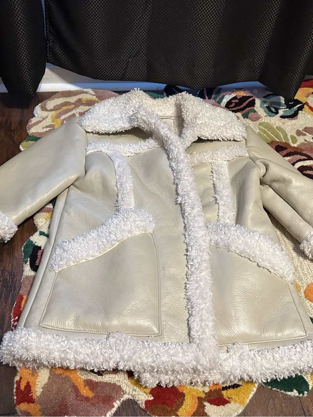 Urban Outfitters Cream Faux Shearling Trim Jacket